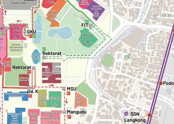 Snippet of the map of public transport around Bojongsoang