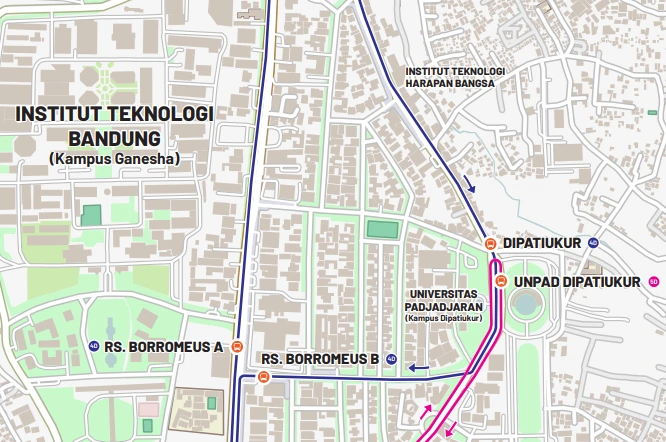 Snippet of the map of public transport around Dago