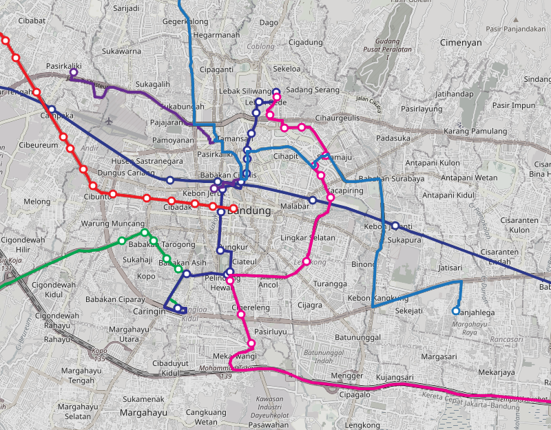 A snippet of Transport for Bandung's interactive map