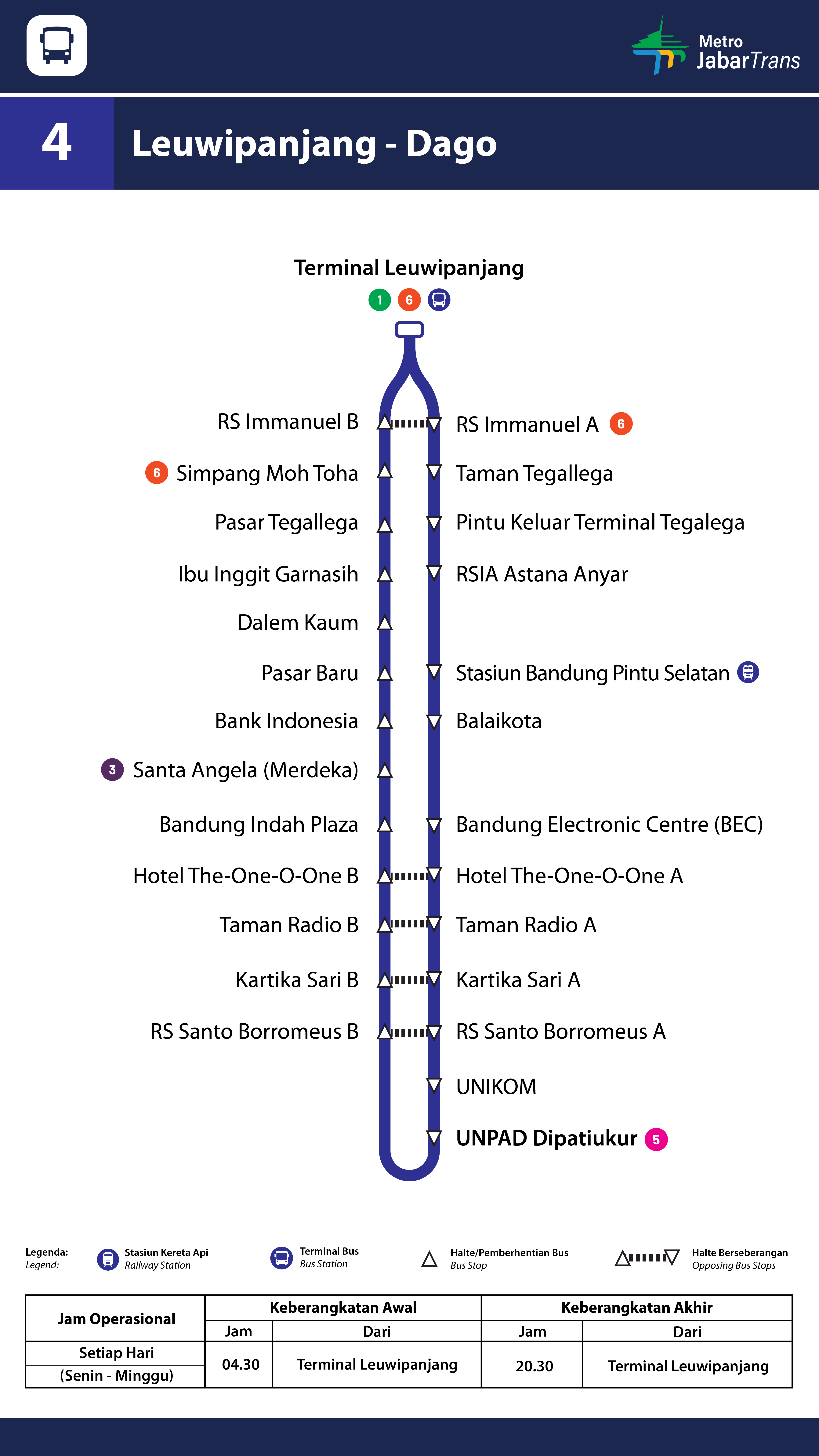 Route map diagram of Metro Jabar Trans Corridor 4