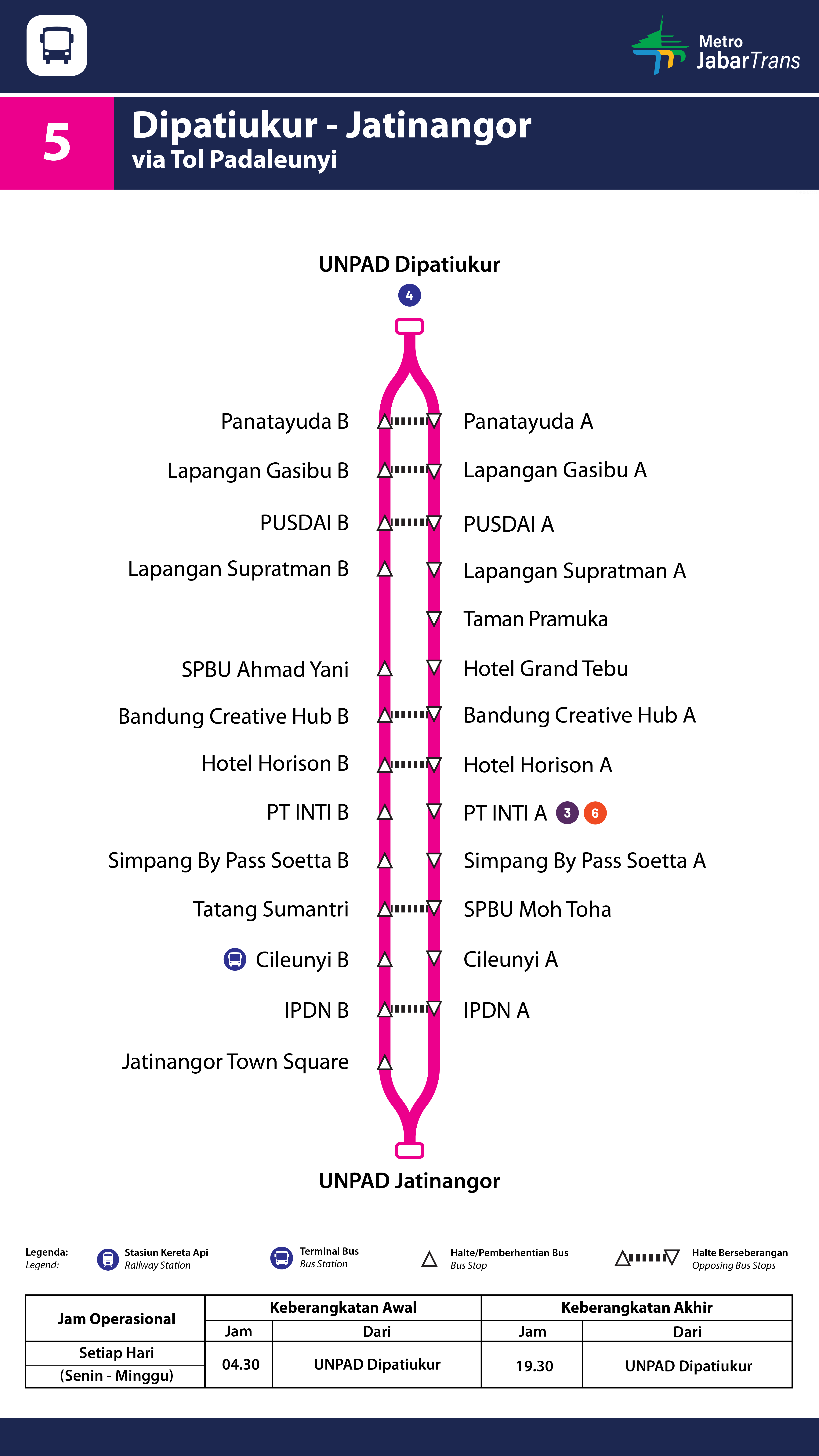 Route map diagram of Metro Jabar Trans Corridor 5